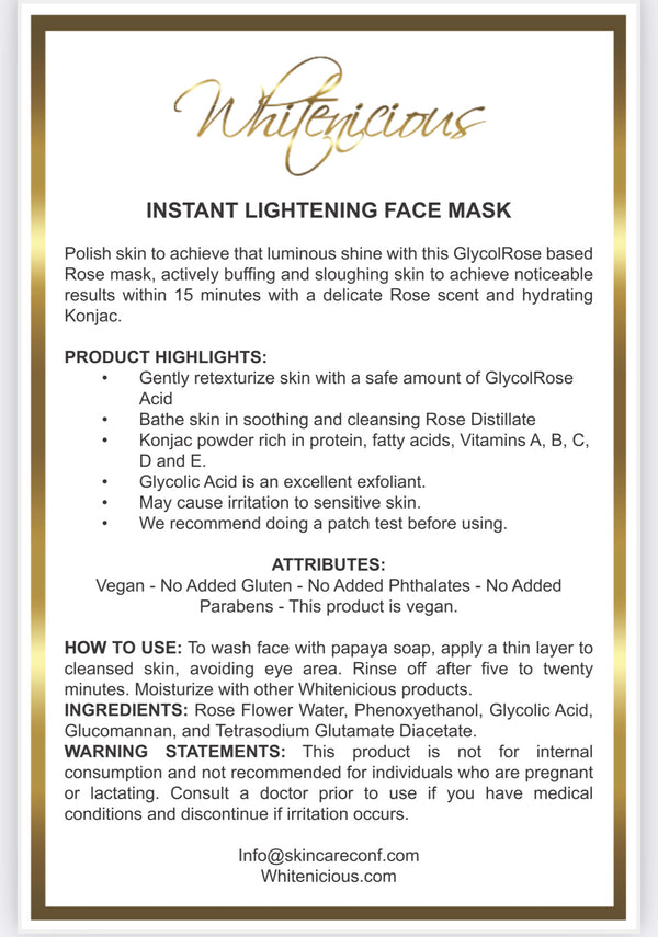 Hollywood Instant Lightening Face mask