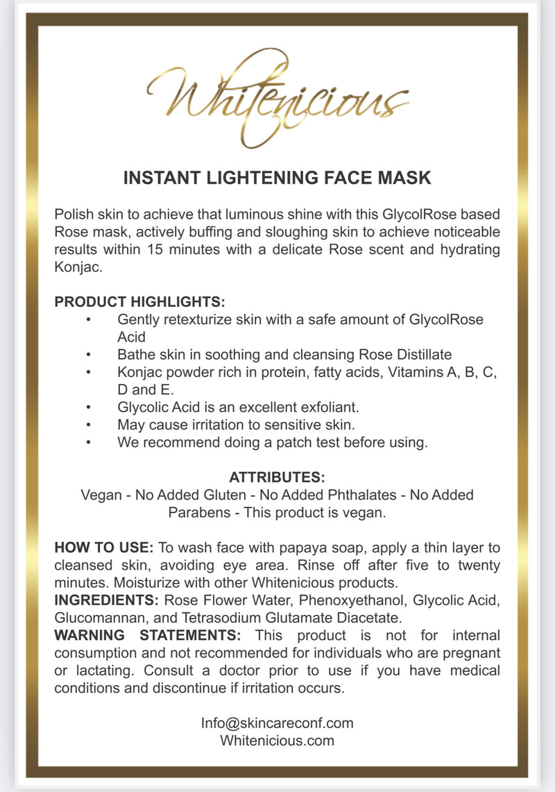 Hollywood Instant Lightening Face mask